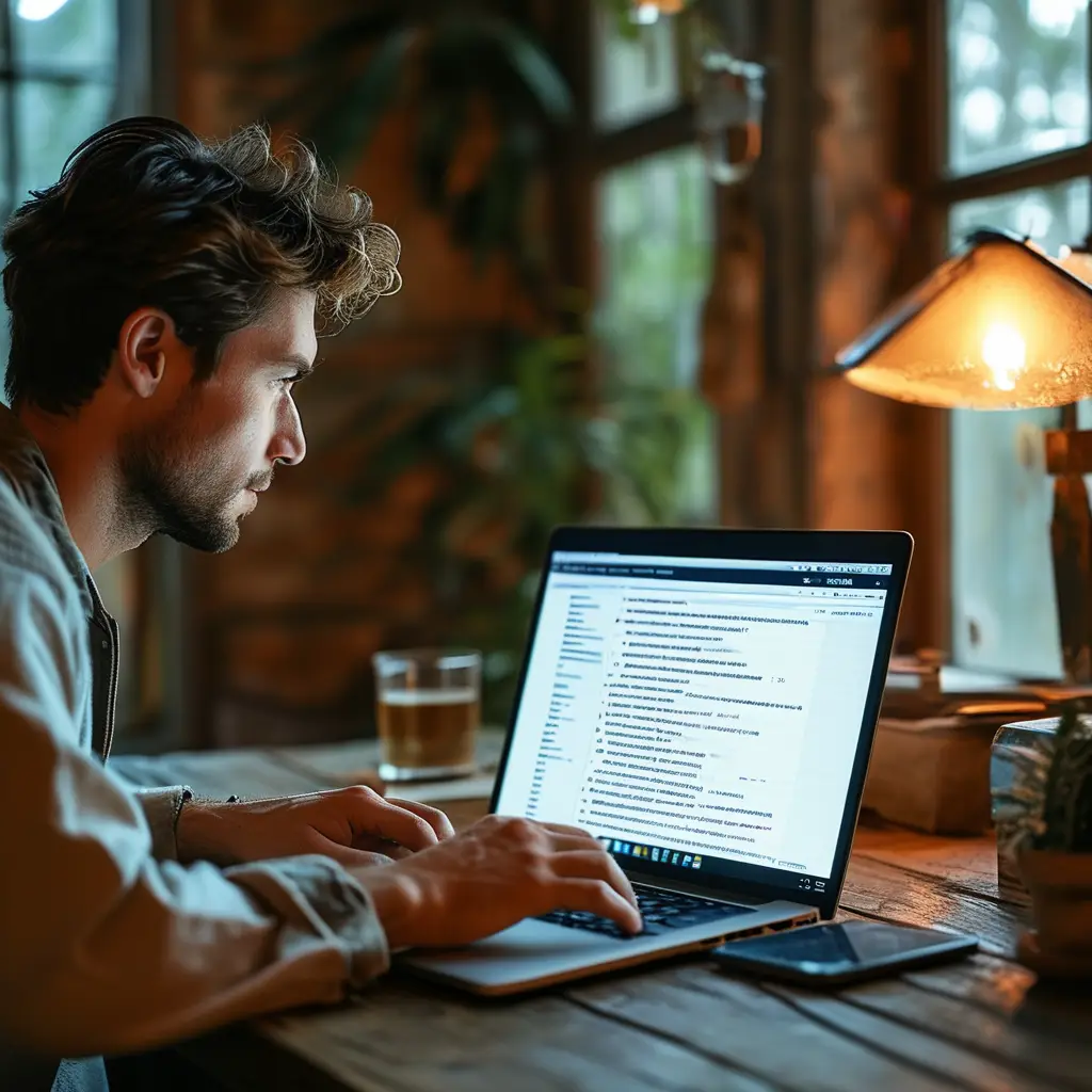 man bloggiin on Wordpress